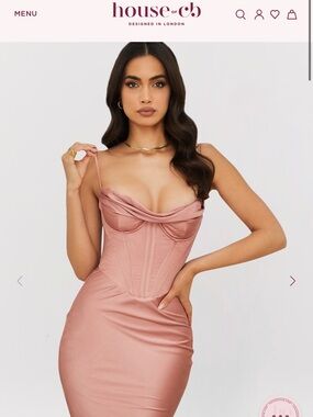 House of CB Myrna Satin Corset Slip Dress